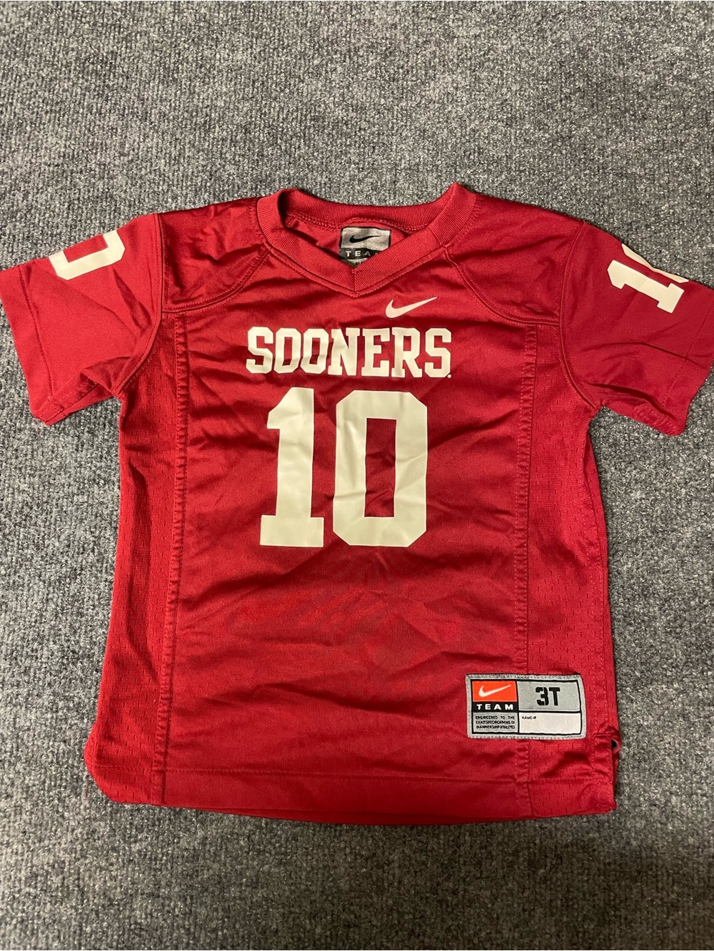 Nike Red Sooners #10 Kids Football Tee